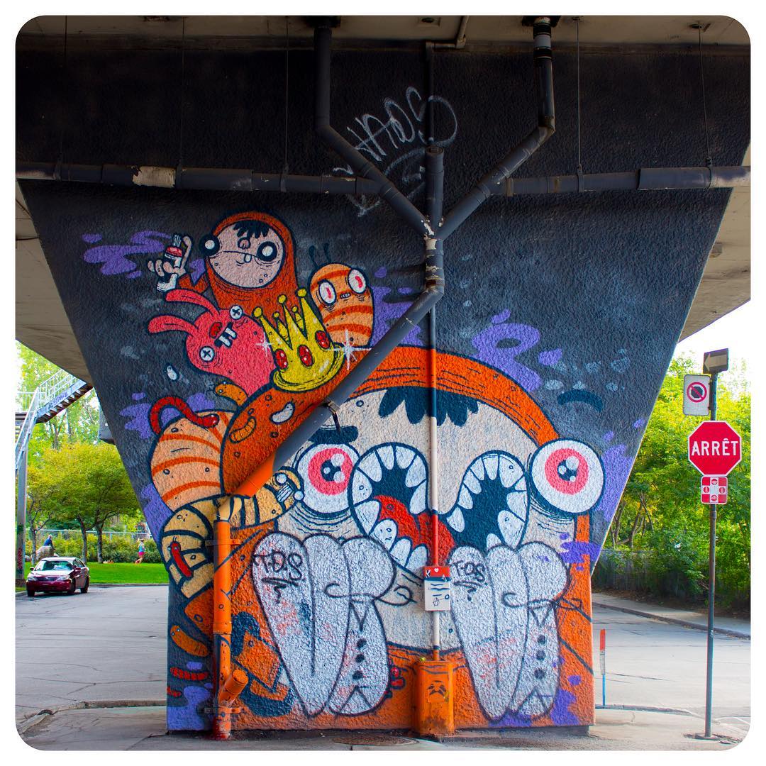 Graffiti/mural on a highway underpass in Montréal