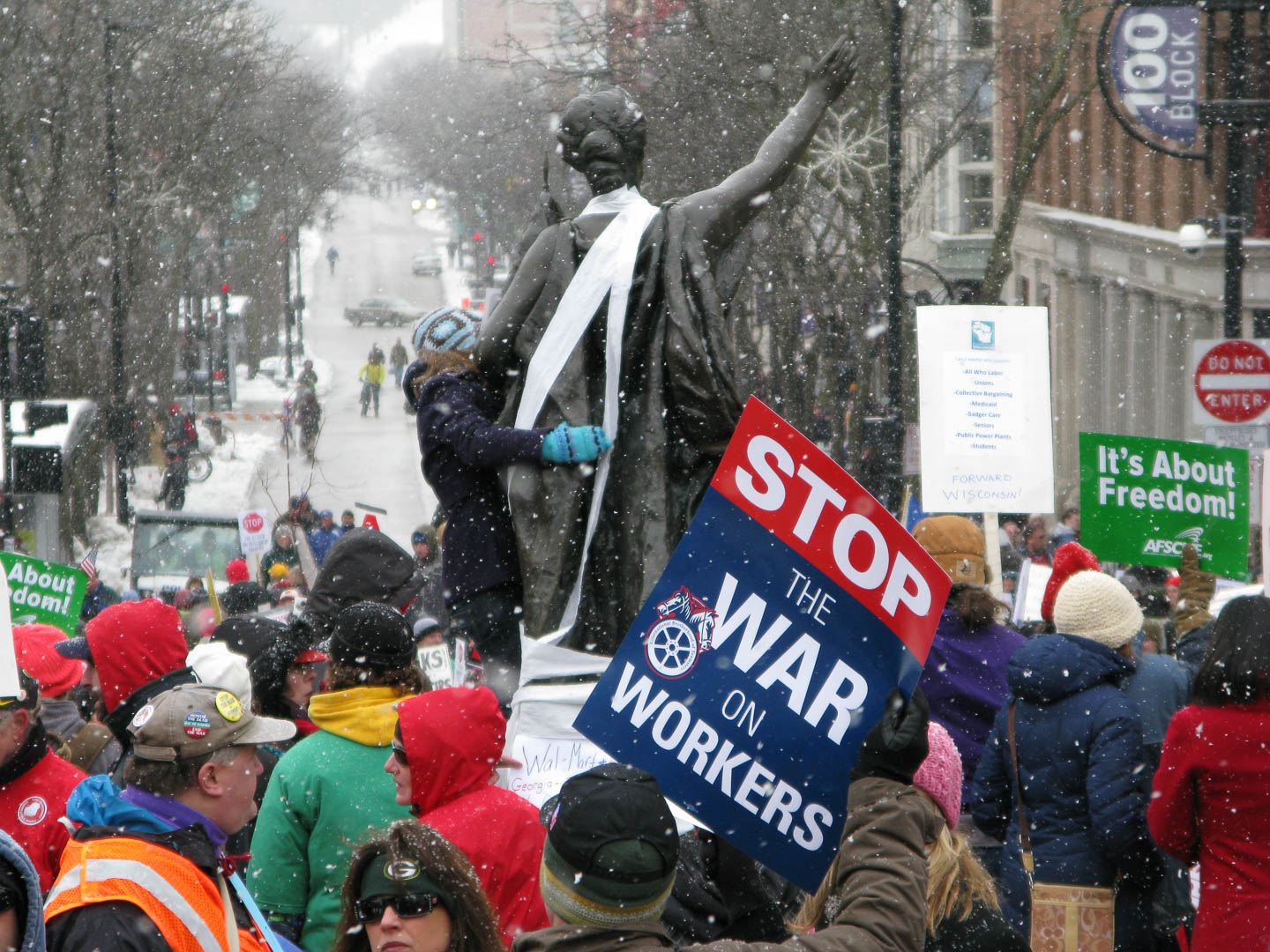 Protests in Madison, Wisconsin, on February 26, 2011.