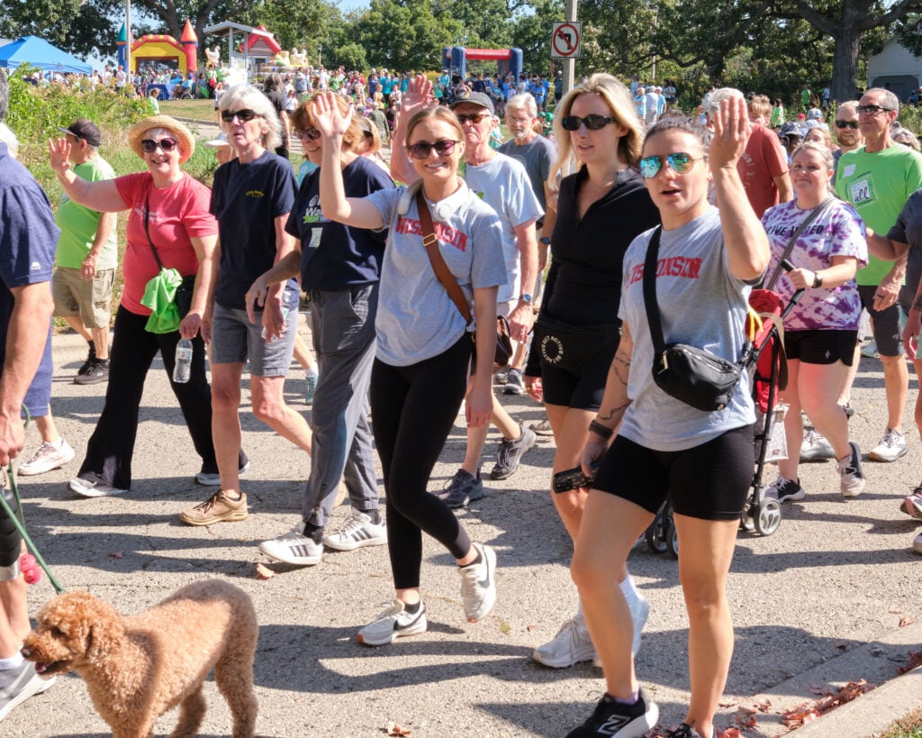 Walkers at the NAMIWalks Dane County event at Olin Park in Madison, Wisconsin, on October 4, 2025