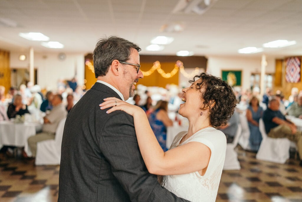 Annie and Daniel dance at their wedding on June 15, 2024