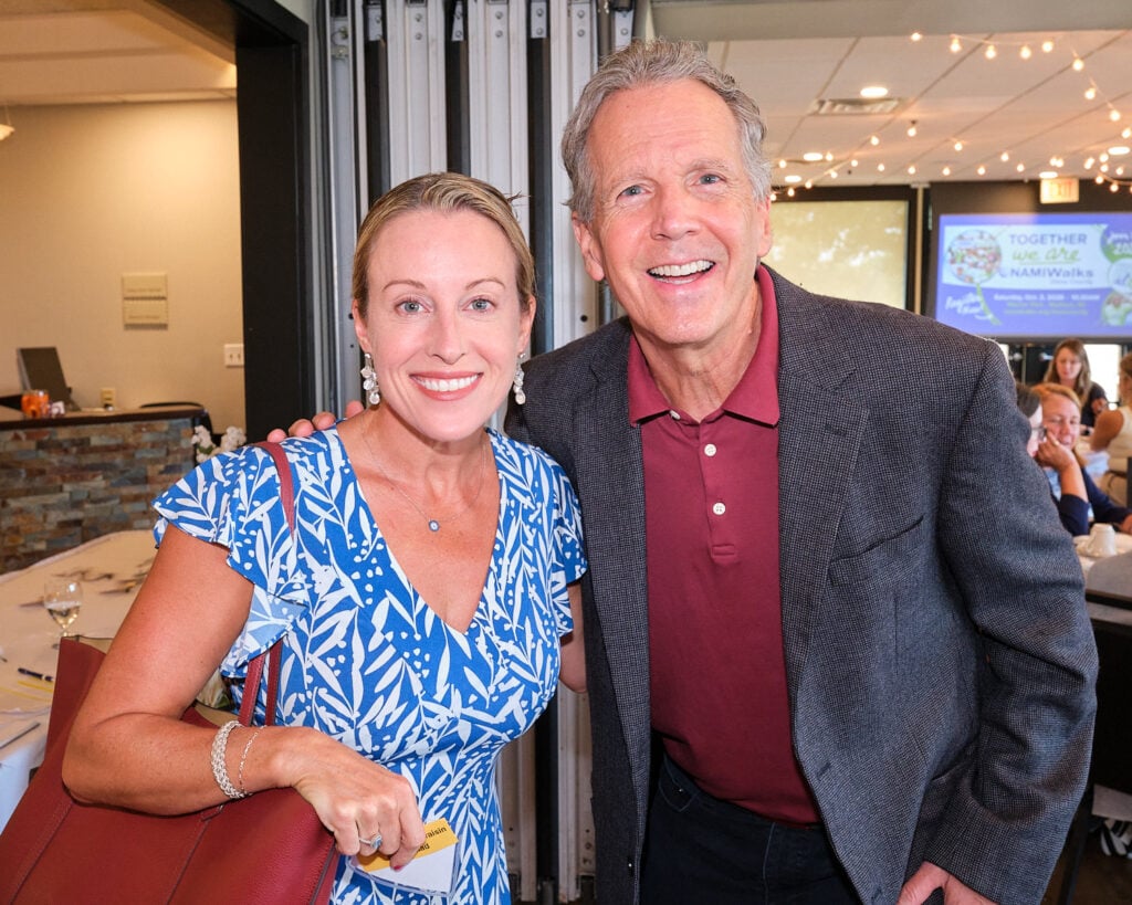 Leigh Mills of NBC 15 and Dr. Chris Kammer attend the NAMIWalks Dane County Kickoff Luncheon on August 19, 2026.